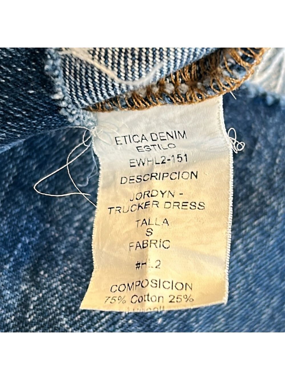 Etica Denim Snap Front 3/4 Sleeve Raw Hem Jordyn Trucker Jean Dress Size S NWT - Picture 12 of 13